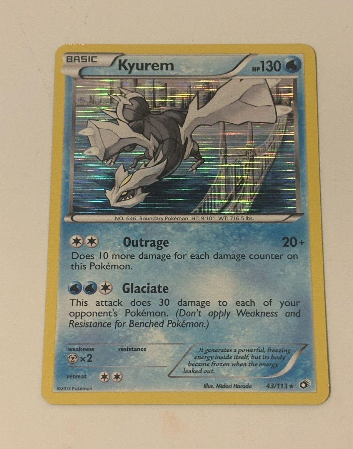 Pokémon TCG Kyurem 43/113 Legendary Treasures Holo Rare Basic 130 HP 2013