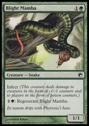 Blight Mamba MTG Scars of Mirrodin Magic #112 Snake Green LP/NM BULK DISCOUNT!