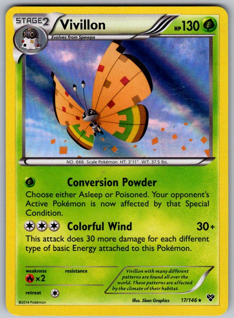 Vivillon 17/146 Holo Rare XY Pokemon Lightly Played Orange