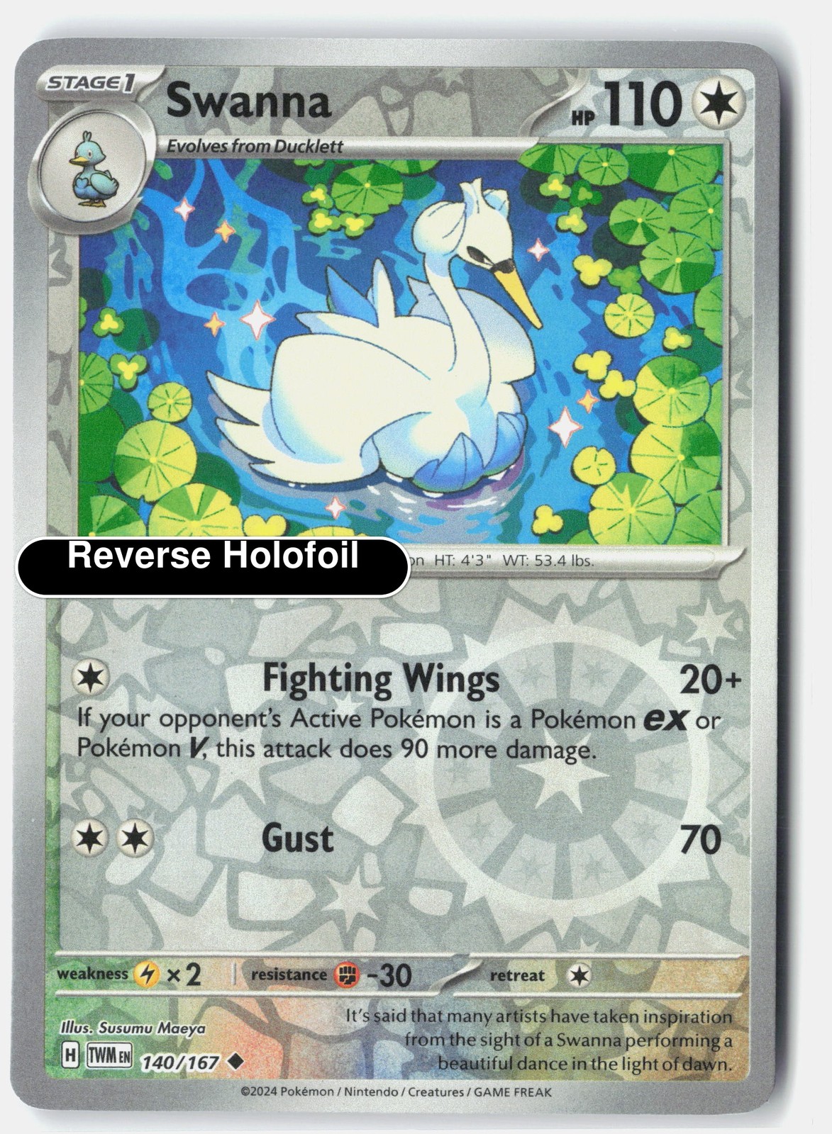 Swanna Reverse Holofoil Uncommon TWM 140/167 LP