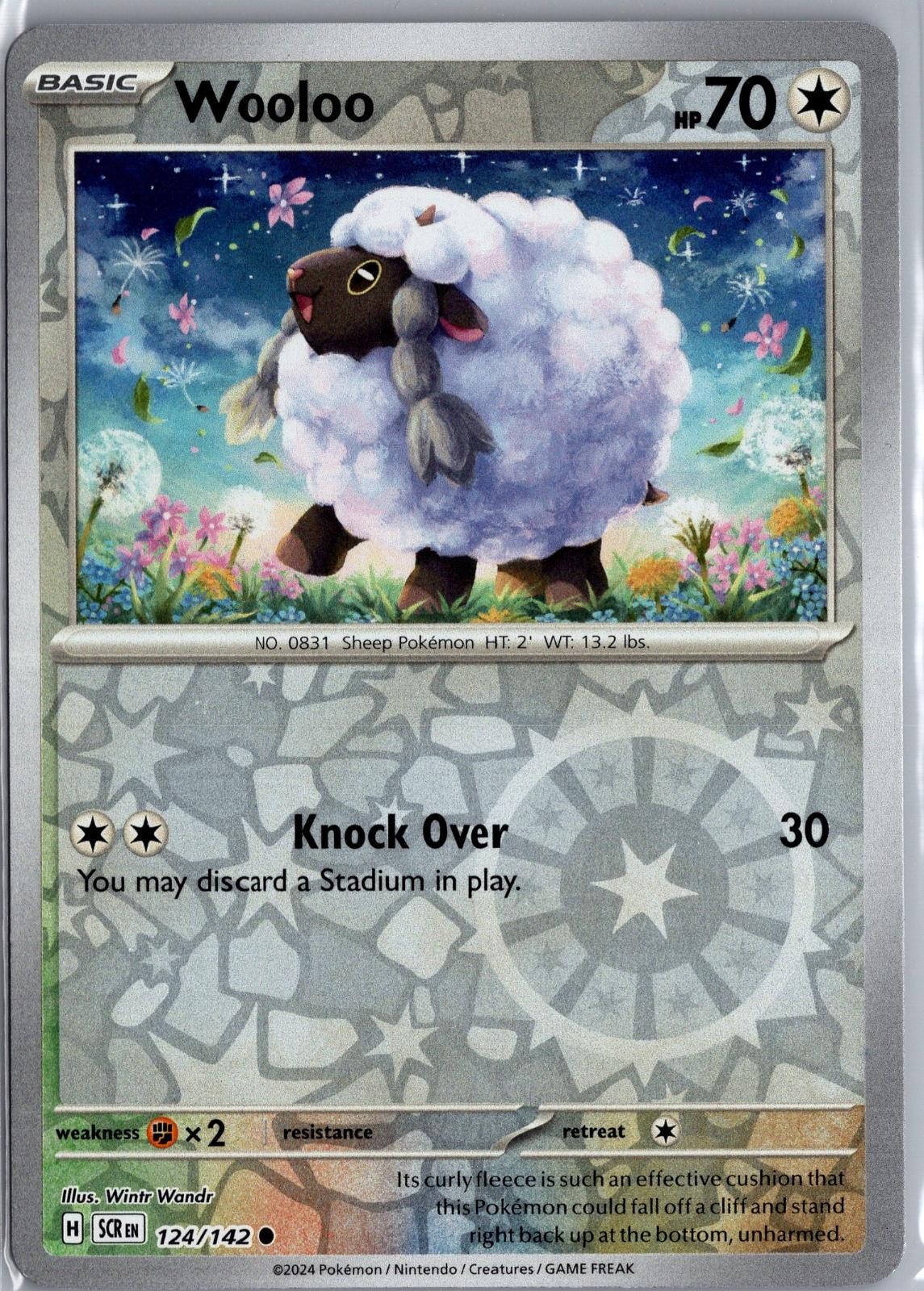 Wooloo 124/142 Common Stellar Crown Pokemon Reverse Holo Lightly Played