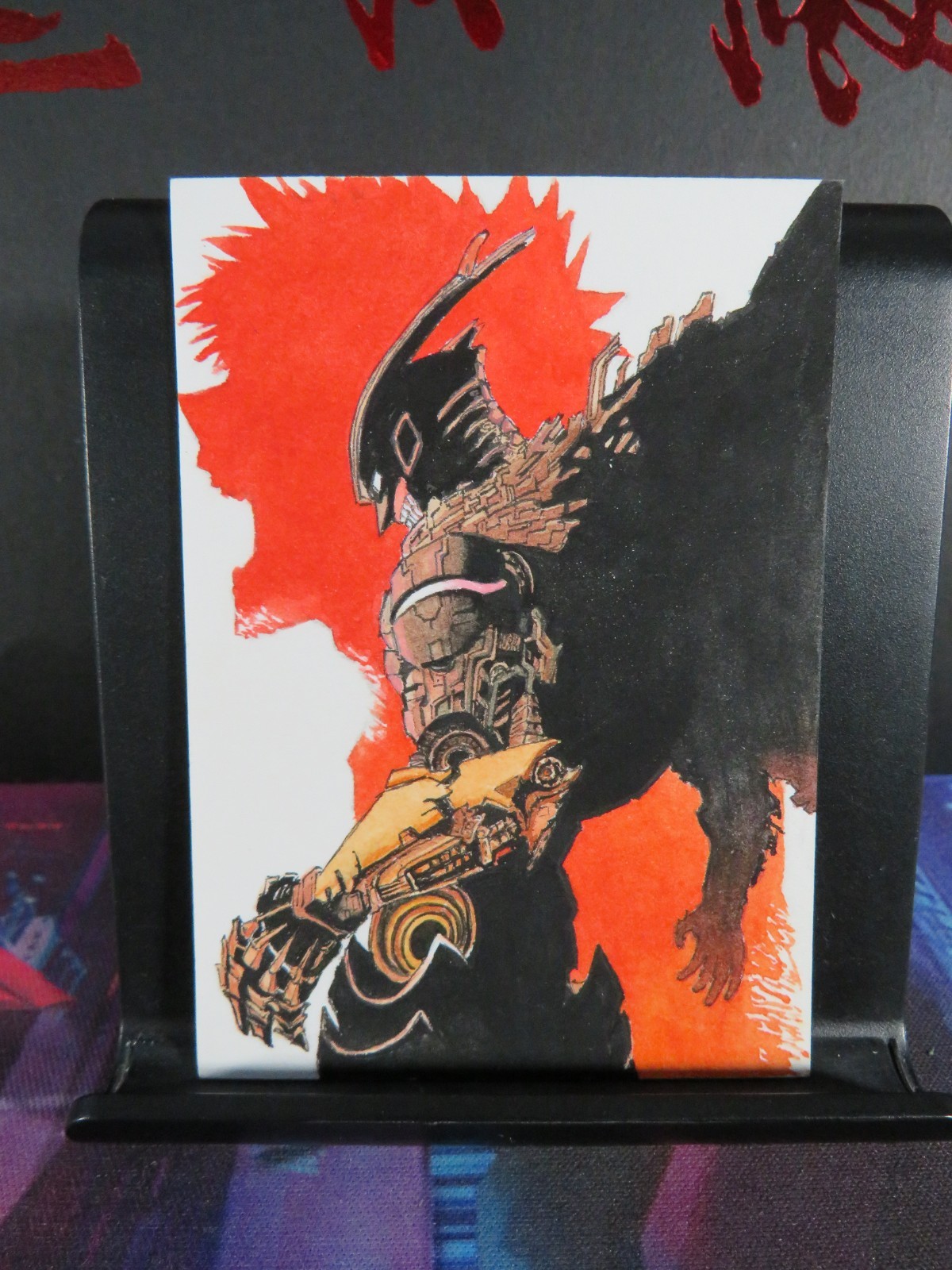 Armored All Might Hand Drawn 1/1 Sketch Art Card Studio Hero Academia Blacklight