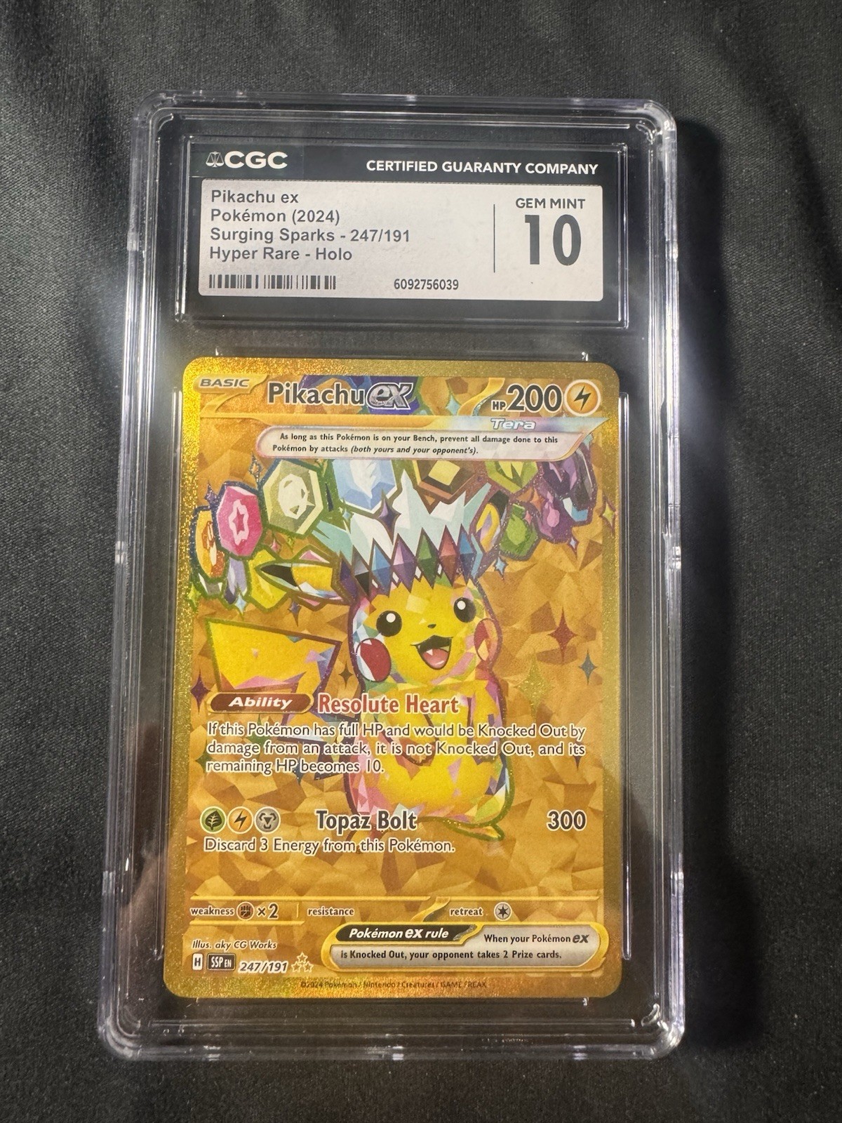CGC 10 Pikachu ex 247/191 Sv08: Surging Sparks Holo