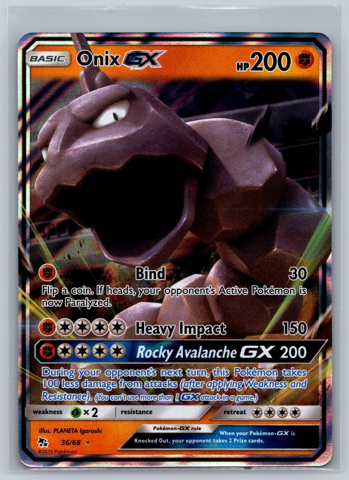 Onix GX 36/68 Holo GX Rare Hidden Fates Pokemon Near Mint