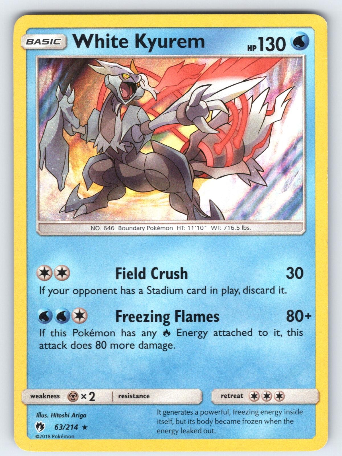 White Kyurem Lost Thunder 63/214 Holo Rare Pokemon MODERATELY PLAYED