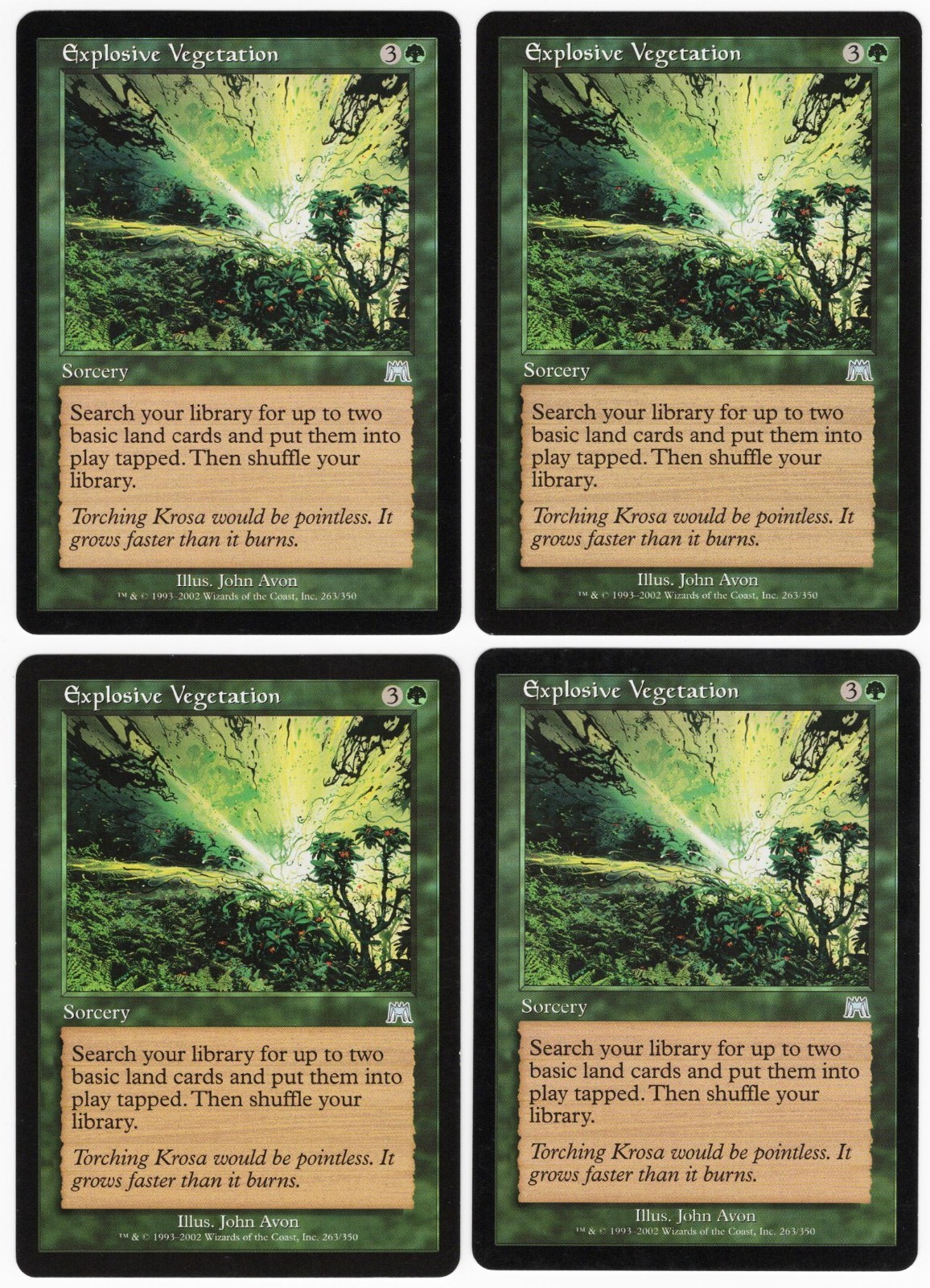 Explosive Vegetation x4 4x 2002 Onslaught Green Uncommon Sorcery MTG NM AZ1