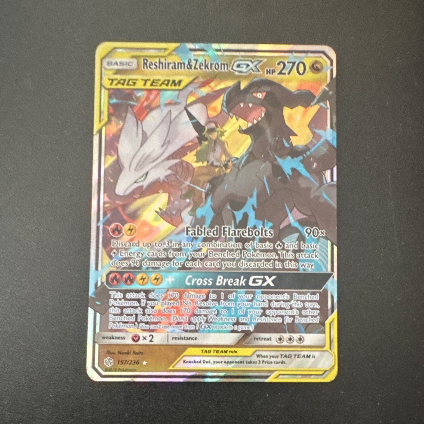 The Pokémon Company Reshiram & Zekrom GX 157/236 Cosmic Eclipse Ultra Rare Holo