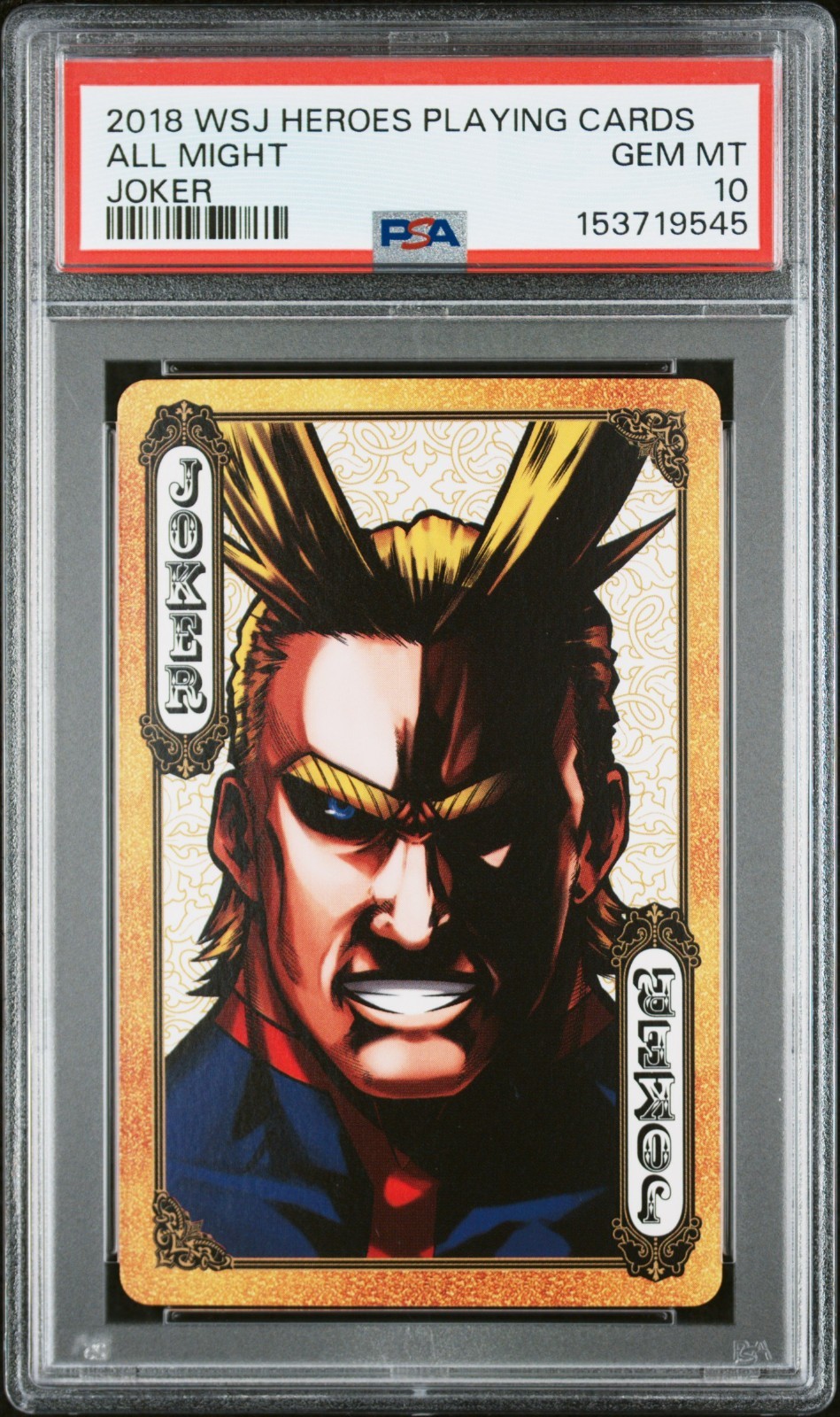 PSA 10 – All Might Joker – Weekly Shonen Jump Heroes Poker Playing Card 2018 MHA