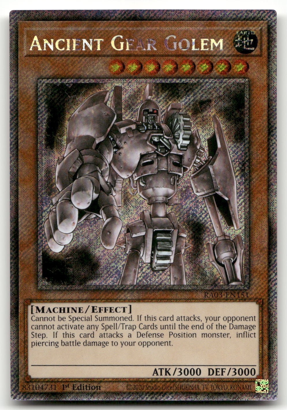 Ancient Gear Golem (Platinum Secret Rare) NM Quarter Century Bonanza YuGiOh