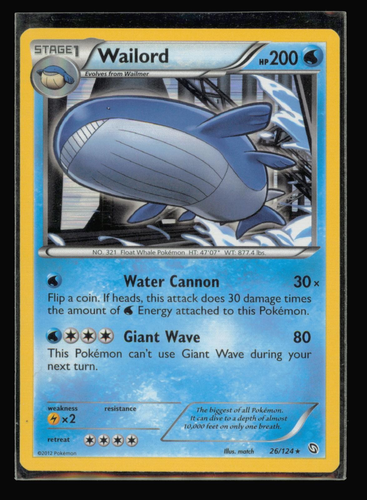 Wailord 26/124 Holo R Dragons Exalted Pokemon NM