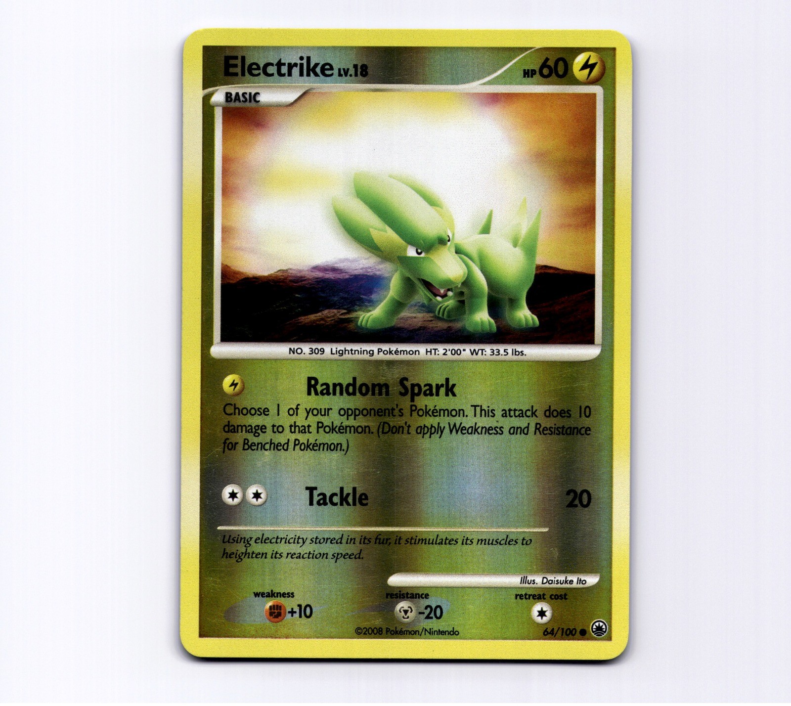 Electrike 64/100 Reverse Holo Majestic Dawn 2008 Pokemon Daisuke Ito LP