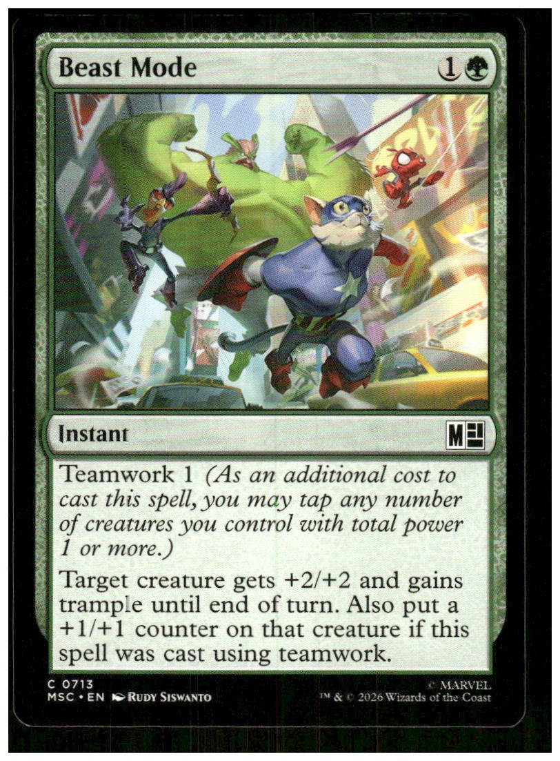 Beast Mode 713 Common Commander: Marvel Super Heroes Magic: The Gathering NM