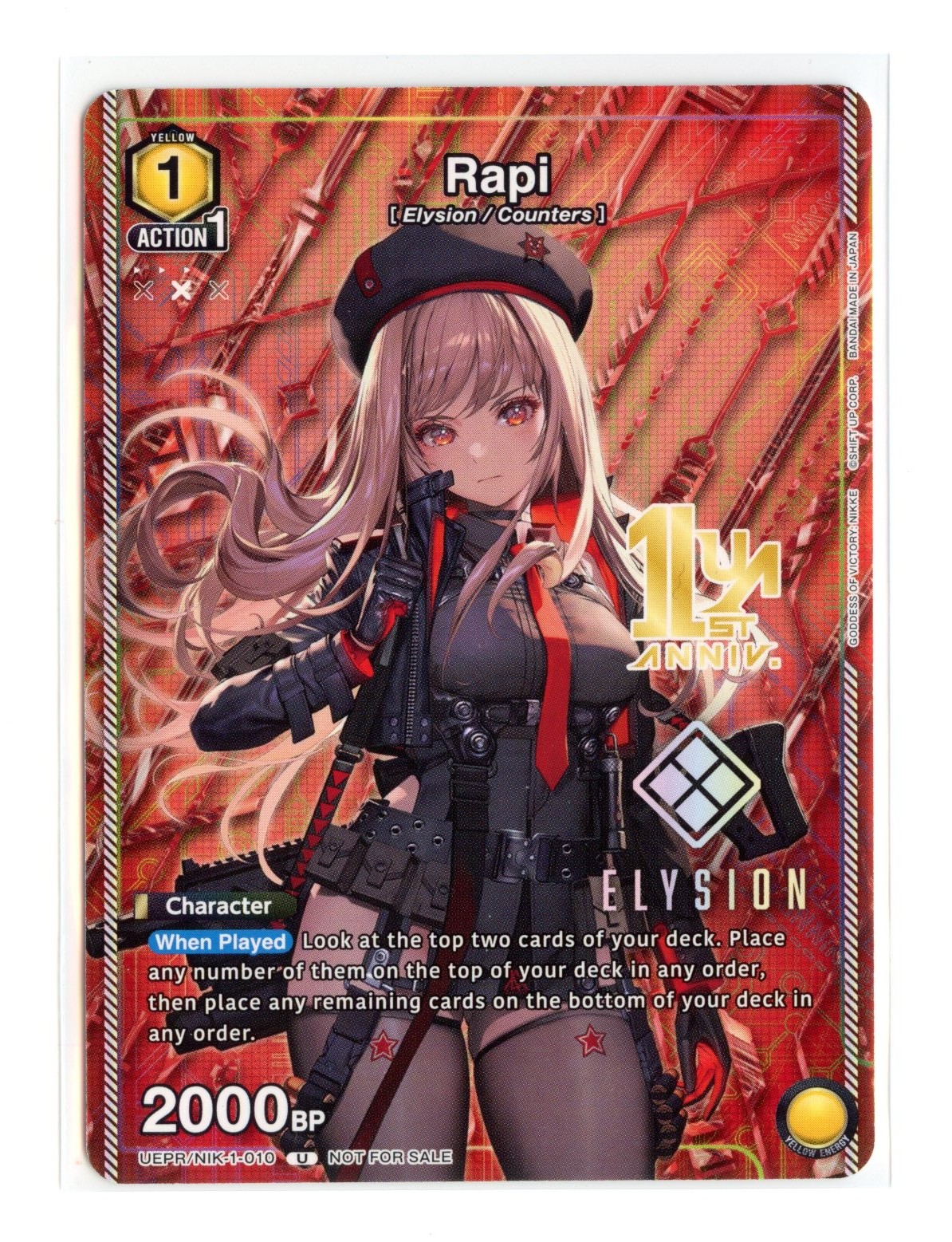 Rapi U 1st Anniversary Regular Nikke Union Arena Promo Card UEPR/NIK-1-010 NM