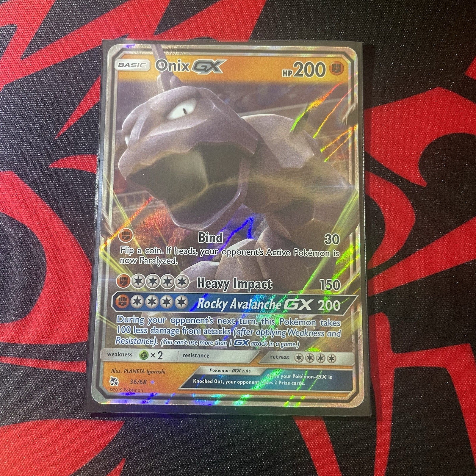 Pokémon Onix GX 36/68 Hidden Fates Ultra Rare Holo English Card