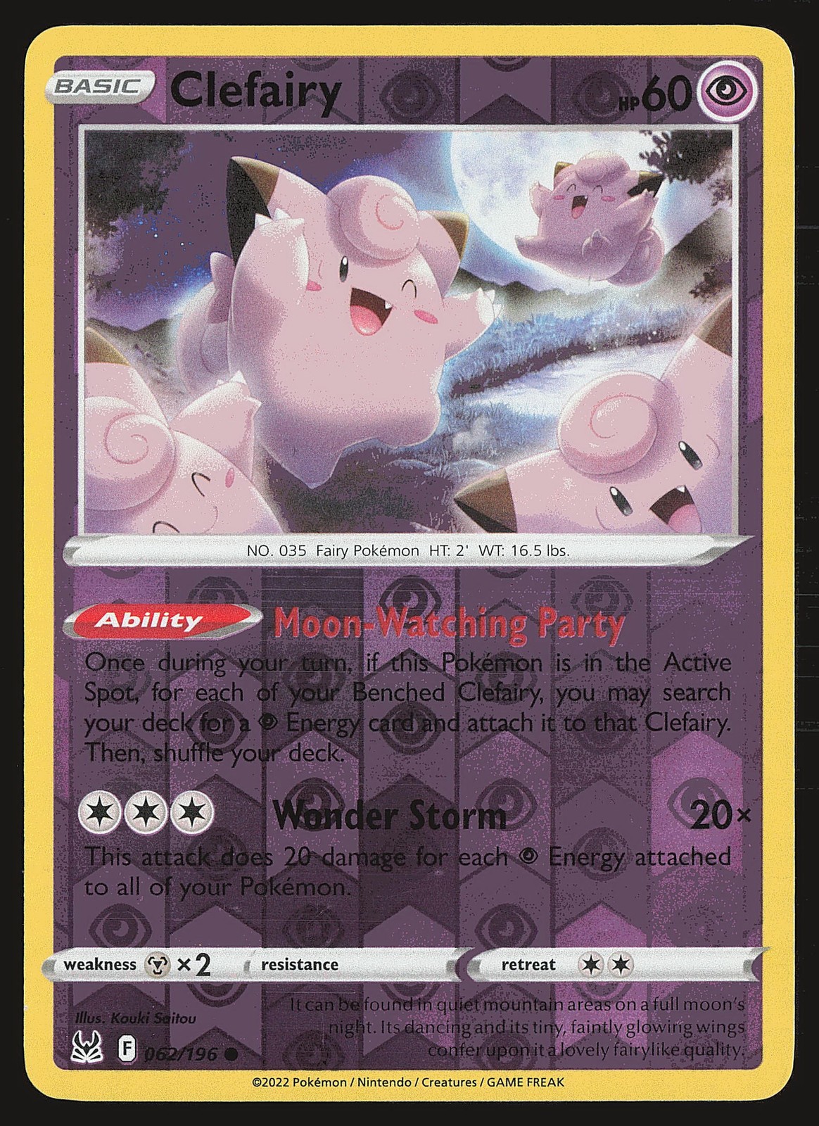 SWSH11: Lost Origin Clefairy #062/196 Reverse Holo Pokemon Card