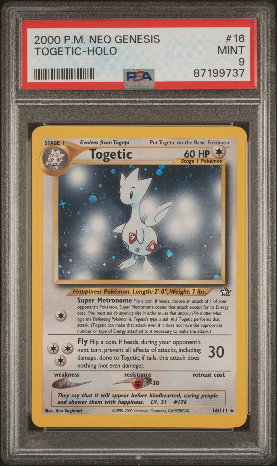 Togetic Holo 16/111 Neo Genesis Pokemon PSA 9
