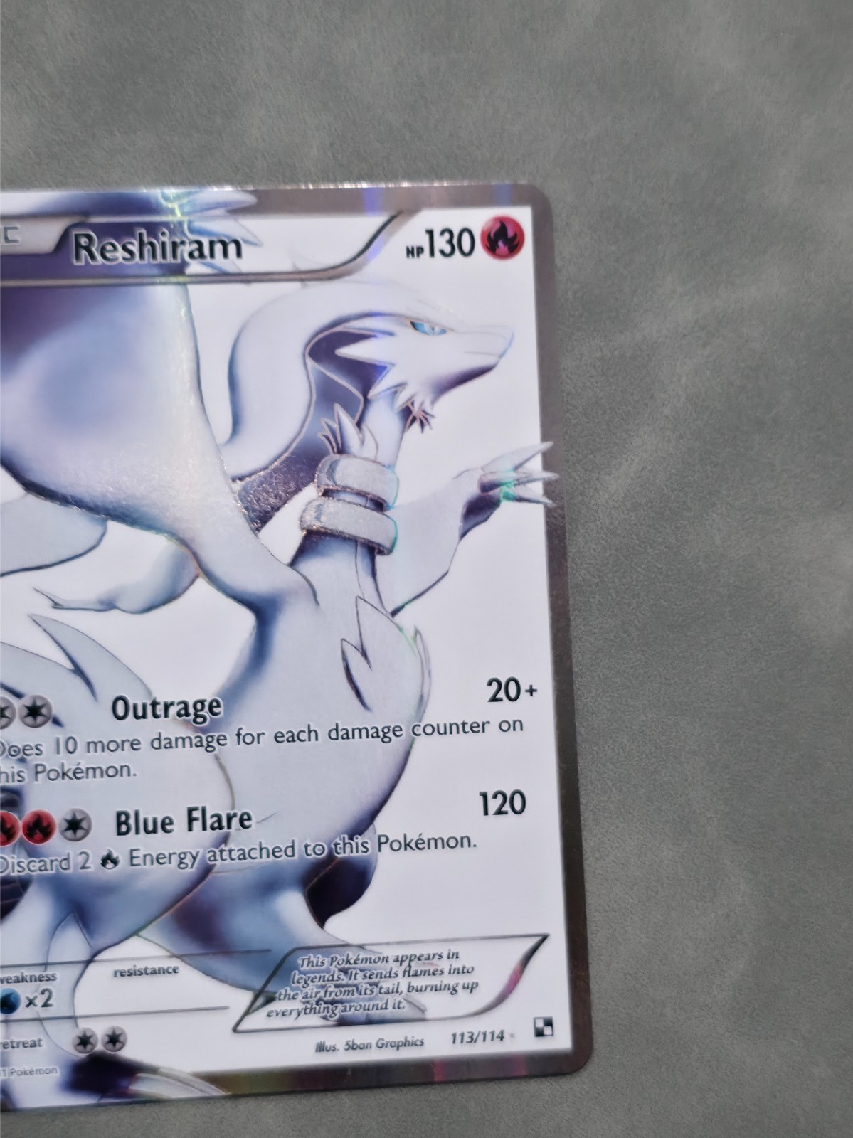 Pokemon Reshiram 113/114 Black & White Full Art Holo Ultra Rare NEAR MINT CLEAN