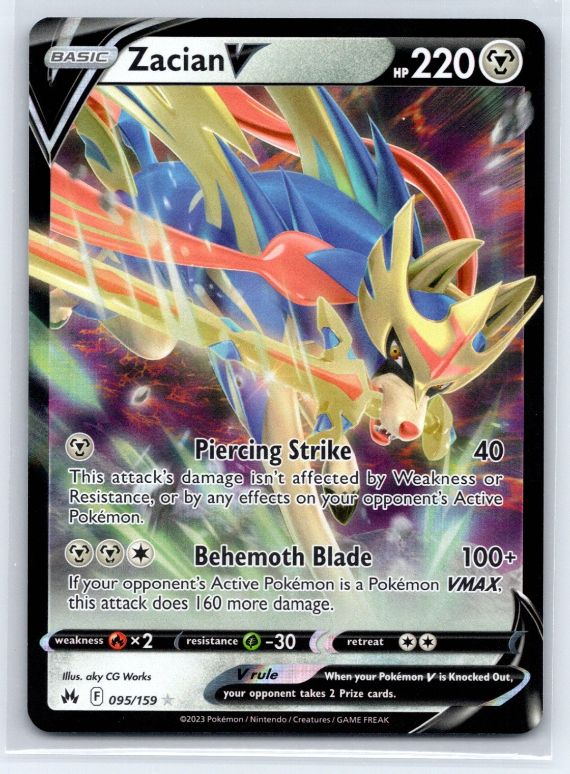 Zacian V Crown Zenith CRZ 095/159 Holofoil NM aky CG Works