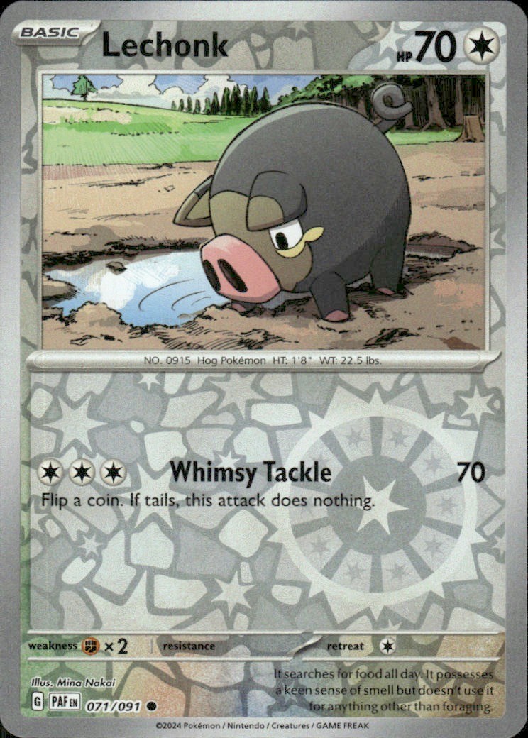 LECHONK 071/091 PALDEAN FATES COMMON REVERSE HOLO POKEMON MINA NAKAI