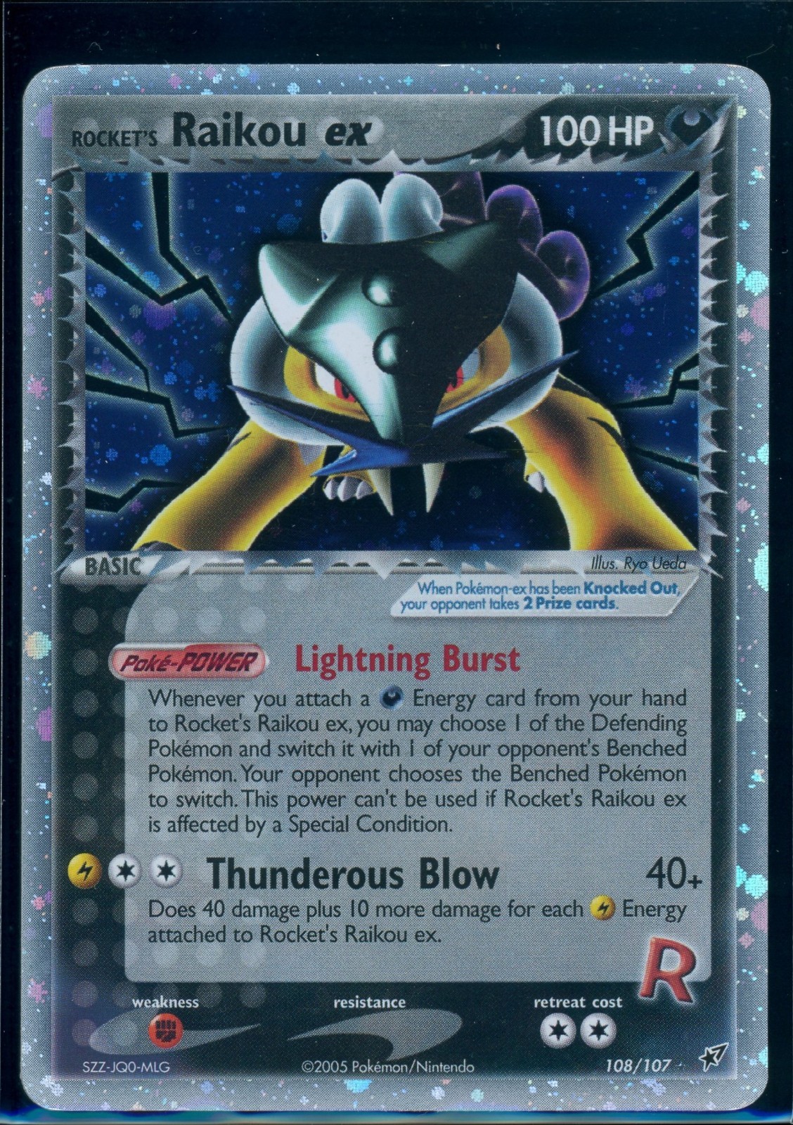 Pokemon EX DEOXYS – #108/107 Rocket’s Raikou ex – Secret Rare Holo – ENG – NM