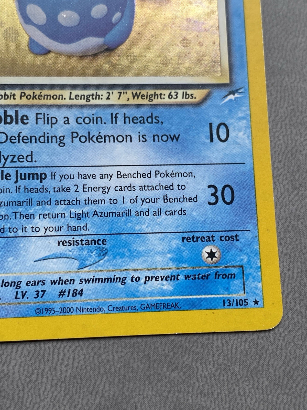 Light Azumarill 13/105 Rare Neo Destiny Pokemon Unlimited Holo