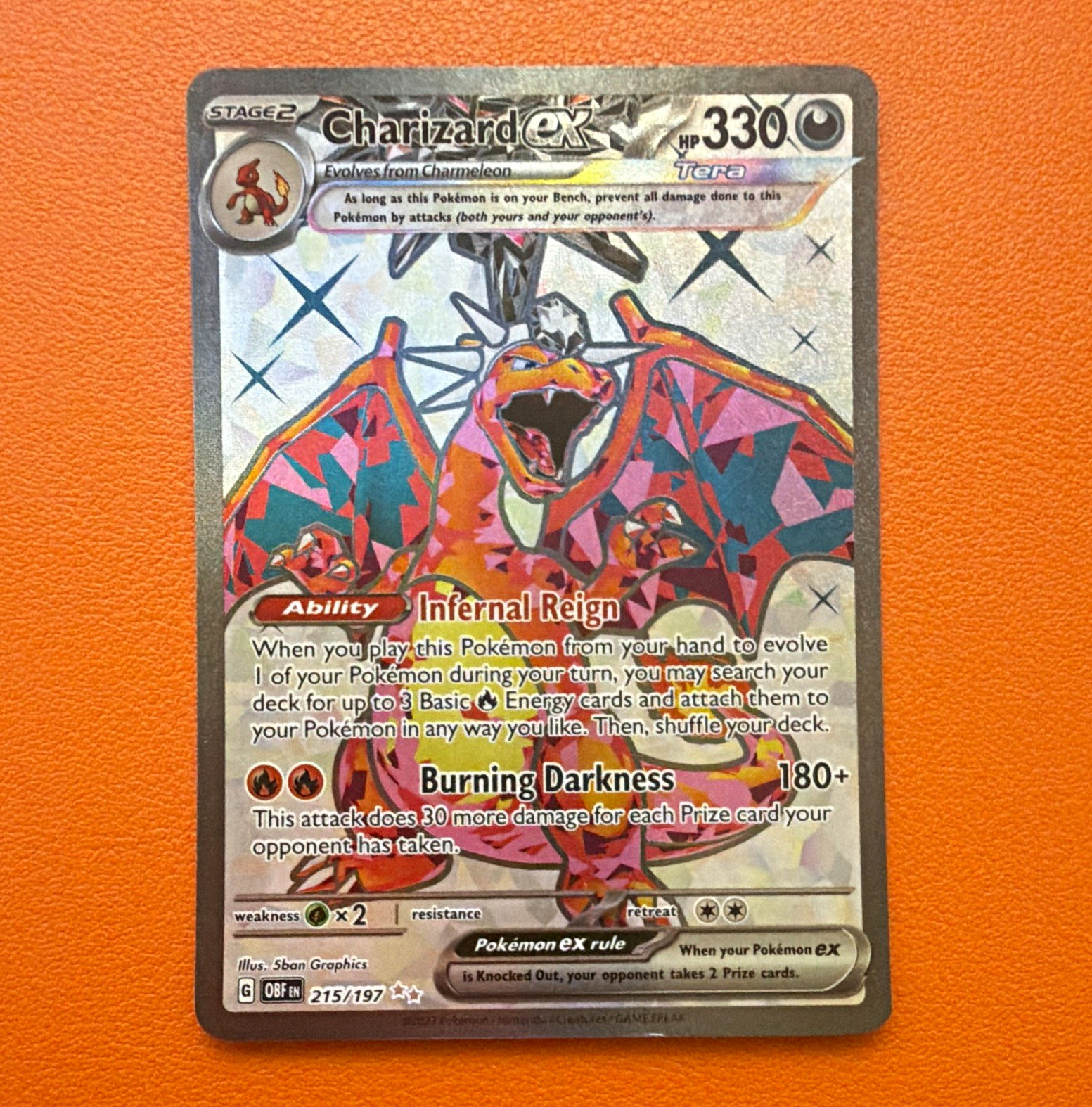 The Pokémon Company Charizard ex 215/197 SV03 Obsidian Flames Full Art Holo ENG