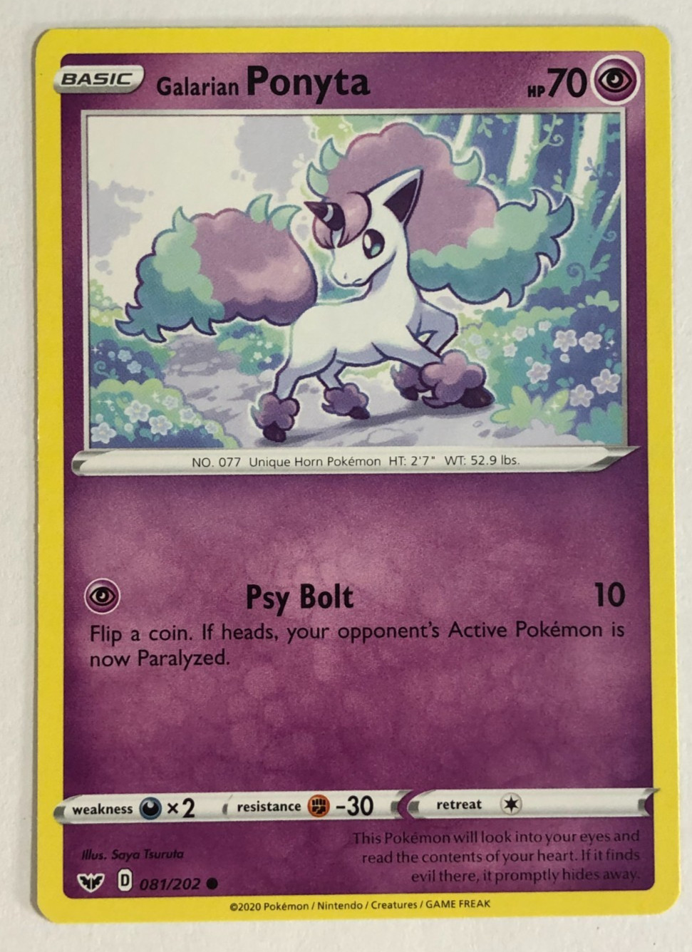Pokemon Card Sword & Shield Galarian Ponyta 081/202 Near Mint