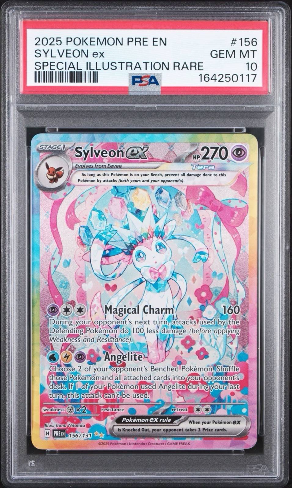 PSA 10 SYLVEON EX 2025 POKEMON PRISMATIC EVOLUTIONS SIR #156/131
