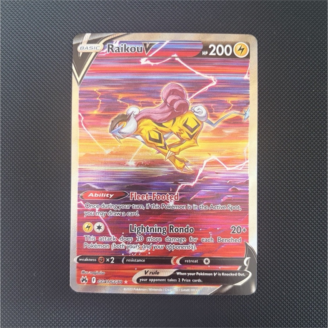 Pokemon Raikou V GG41/70 Crown Zenith Ultra Rare Holo 200HP Lightning