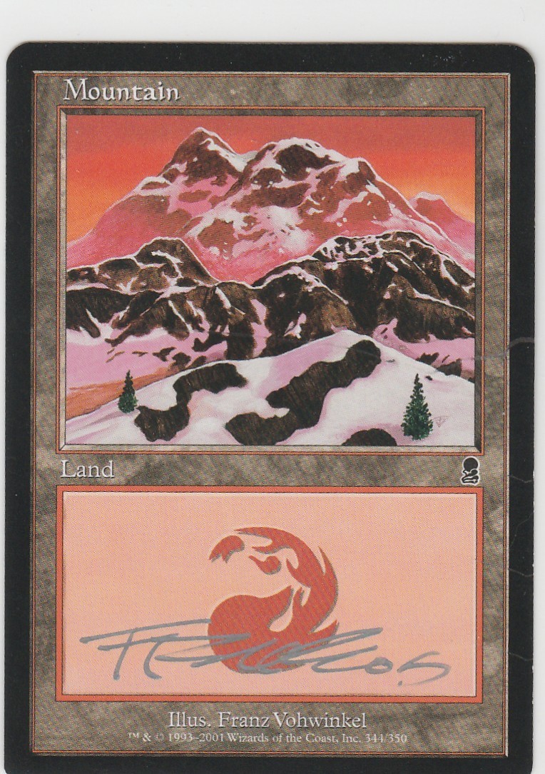 Magic the Gathering ~ Mountain (344 B) ~ M/NM ~ Odyssey ~ Signed by Artist #13