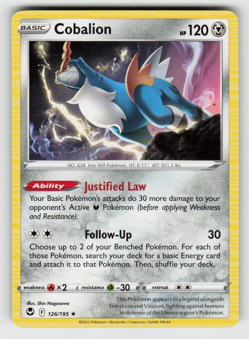 Cobalion 126/195 Rare Silver Tempest Near Mint