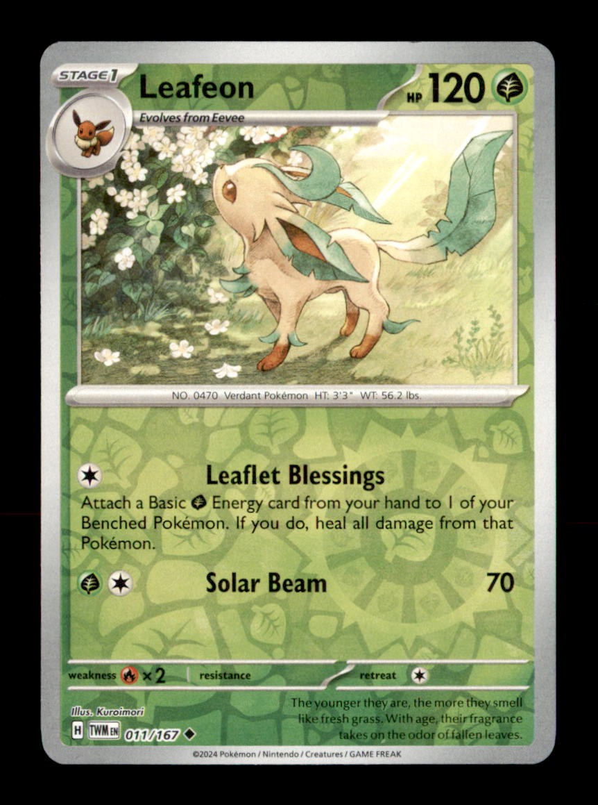 Leafeon 011/167 Uncommon Twilight Masquerade Pokemon Reverse Holo Near Mint