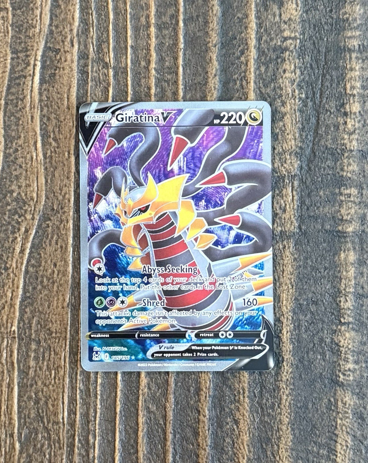 Giratina V Full Art Ultra Rare Holo Swsh11: Lost Origin 185/196