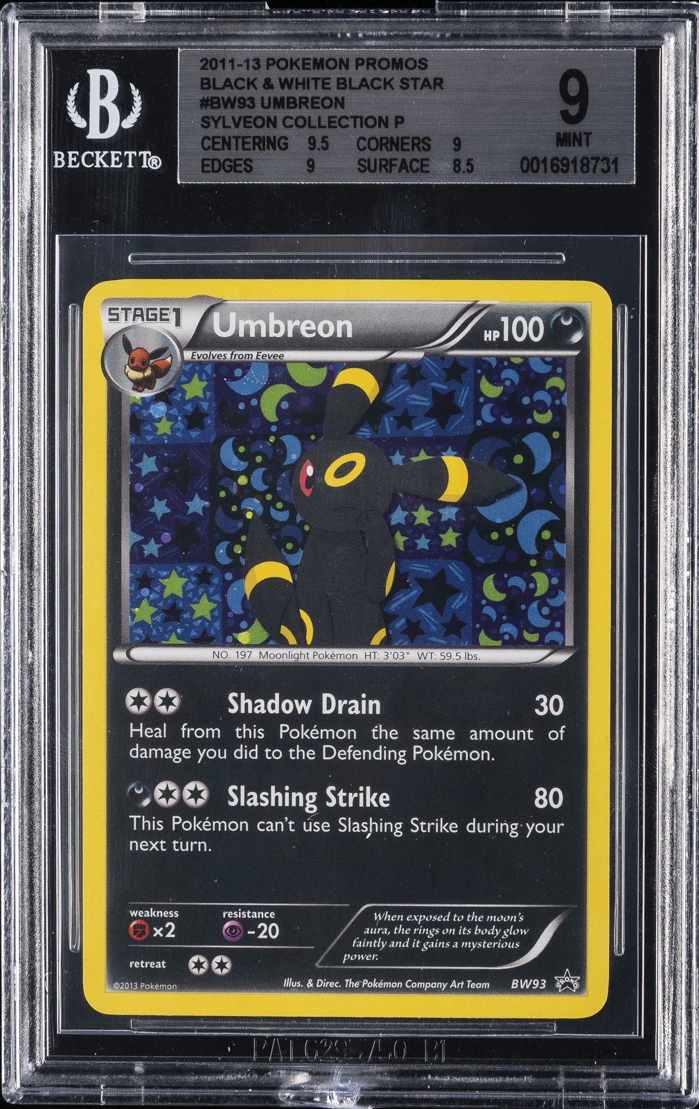 2011-13 POKEMON PROMOS #BW93 UMBREON BGS 9