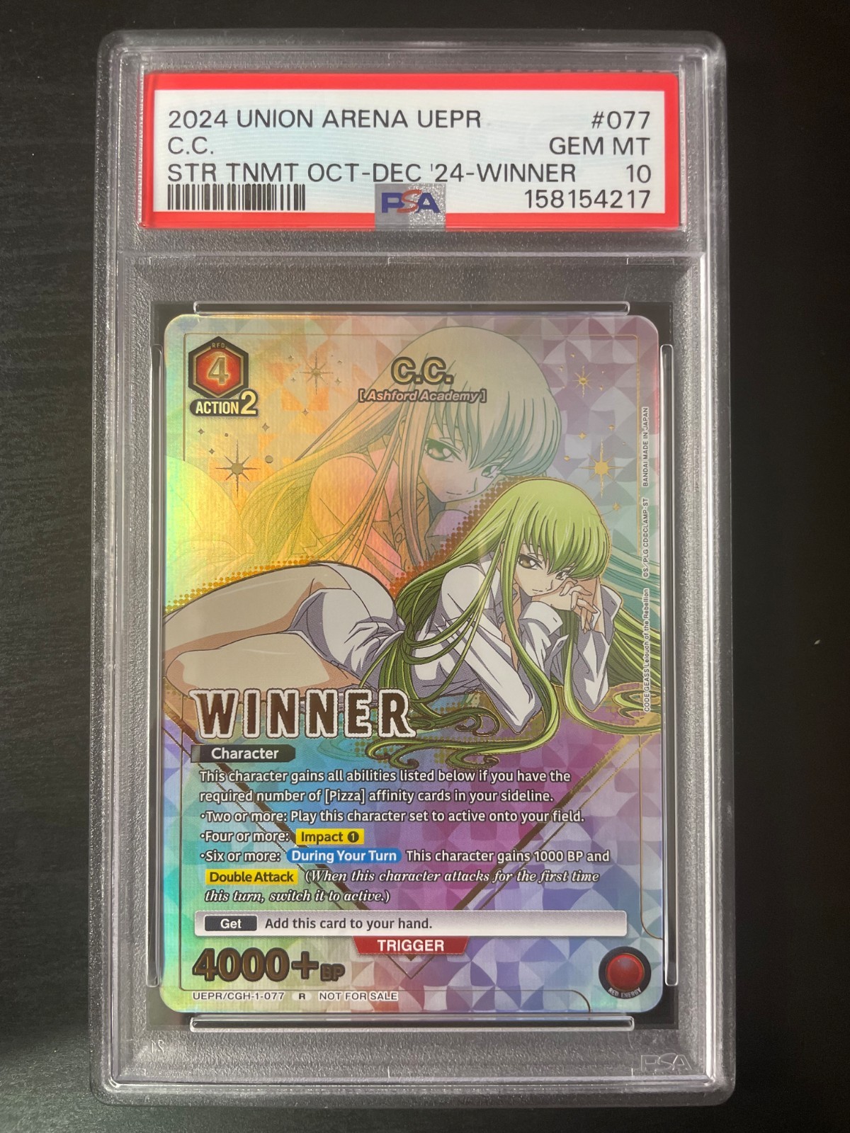 PSA 10 GEM MINT Union Arena C.C. Winner Card UEPR/CGH-1-077 Code Geass English