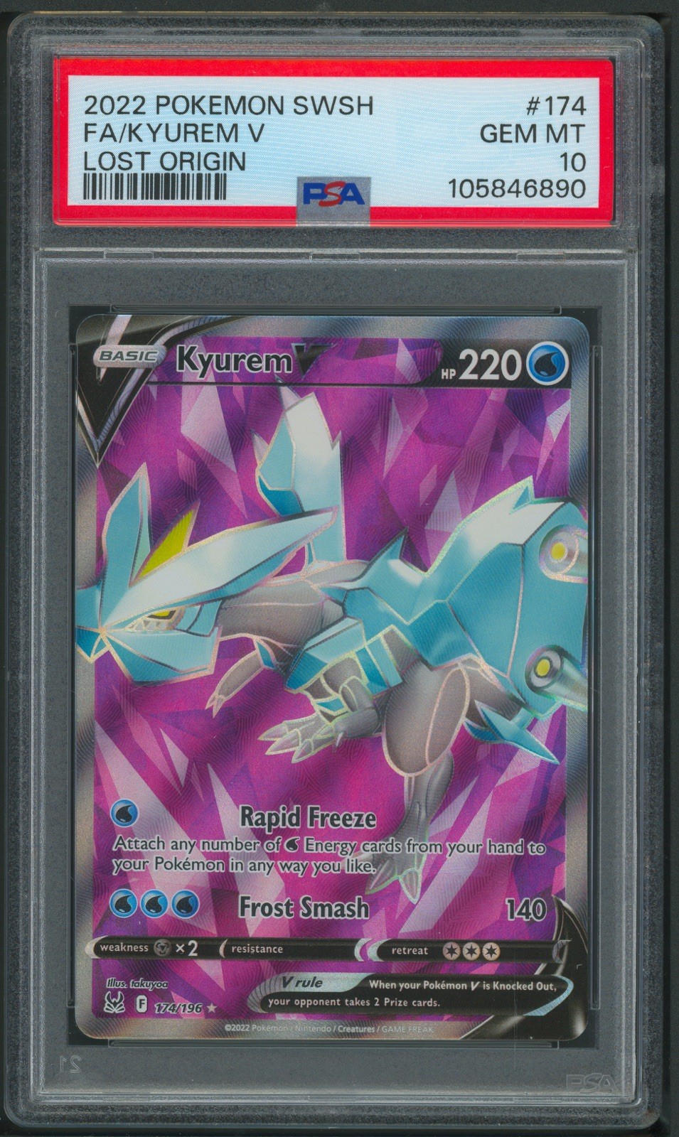 Pokémon SWSH Lost Origin Kyurem V Full Art 174/196 PSA 10