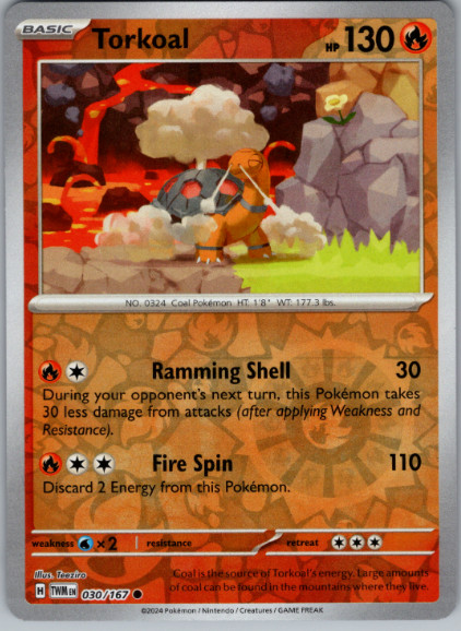 Pokemon – Torkoal – 030/167 – Reverse Holo – Twilight Masquerade