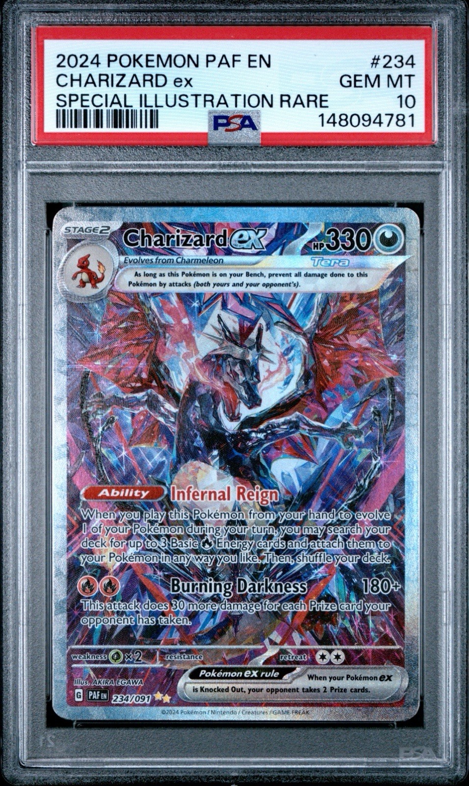 2024 Pokemon Paldean Fates Charizard ex #234/091 PSA 10 GEM MINT