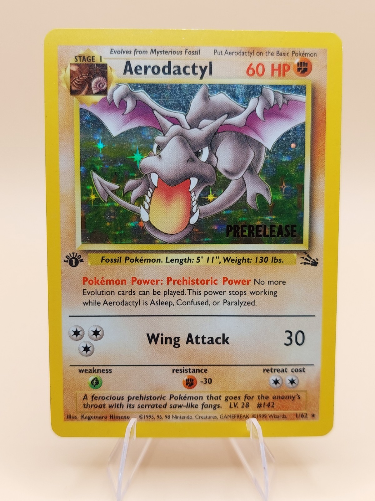 Aerodactyl (Prerelease) 1st Edition Fossil Holo Rare 1/62 Pokemon – WOTC 1999
