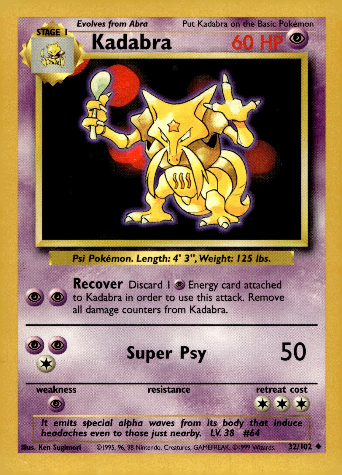 Kadabra #032/102 Base Set Moderately played – Pokemon Card