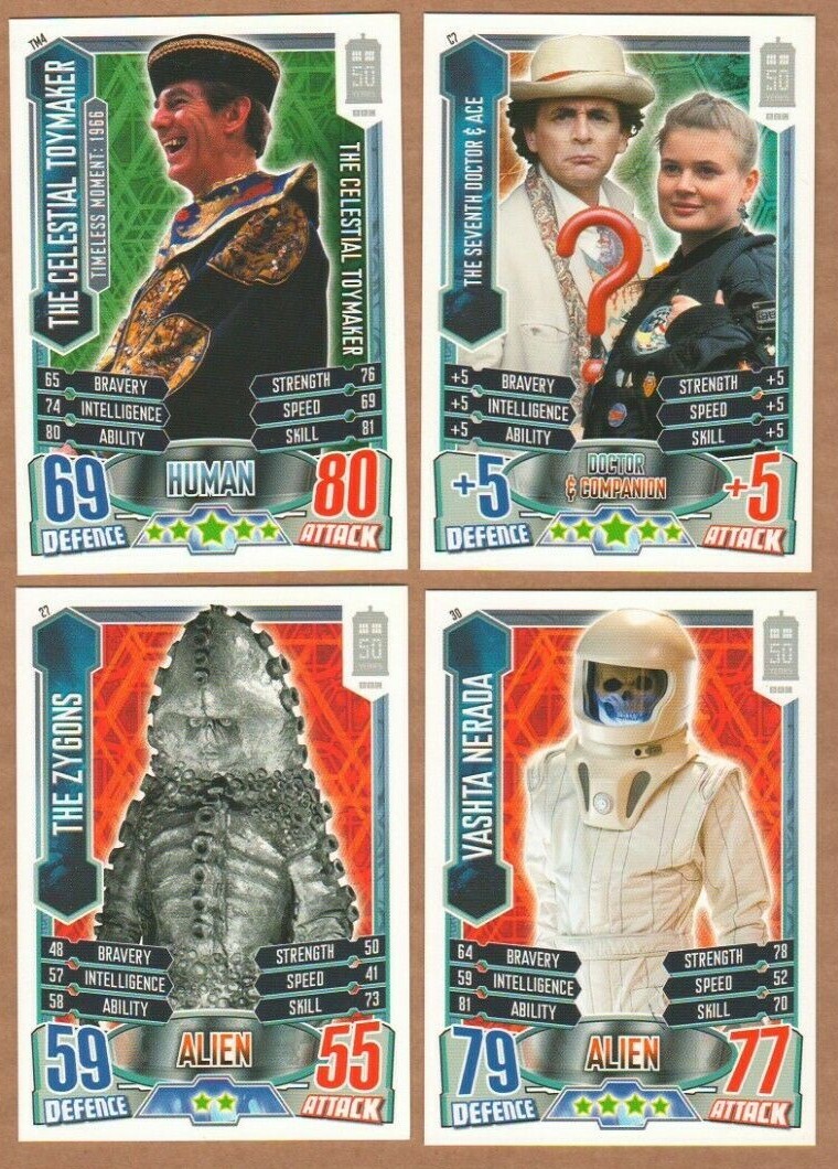 Doctor Who Alien Attax TCG 4 Topps Zygons Vashta Nerada Seventh Ace 50th