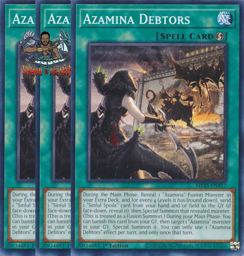Yugioh! 3x Azamina Debtors MP25-EN417 Common 1st Ed NM