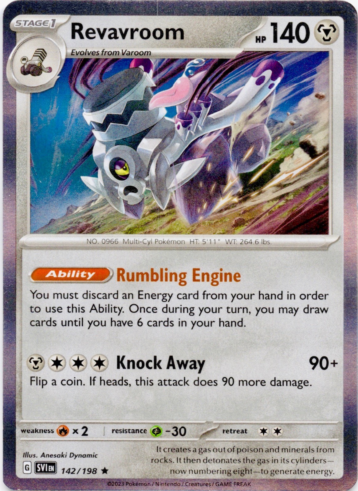 Revavroom 142/198 Rare Scarlet & Violet Pokemon Holo Lightly Played