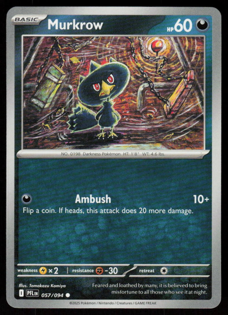 Murkrow 057/094 Common Phantasmal Flames Pokemon Near Mint