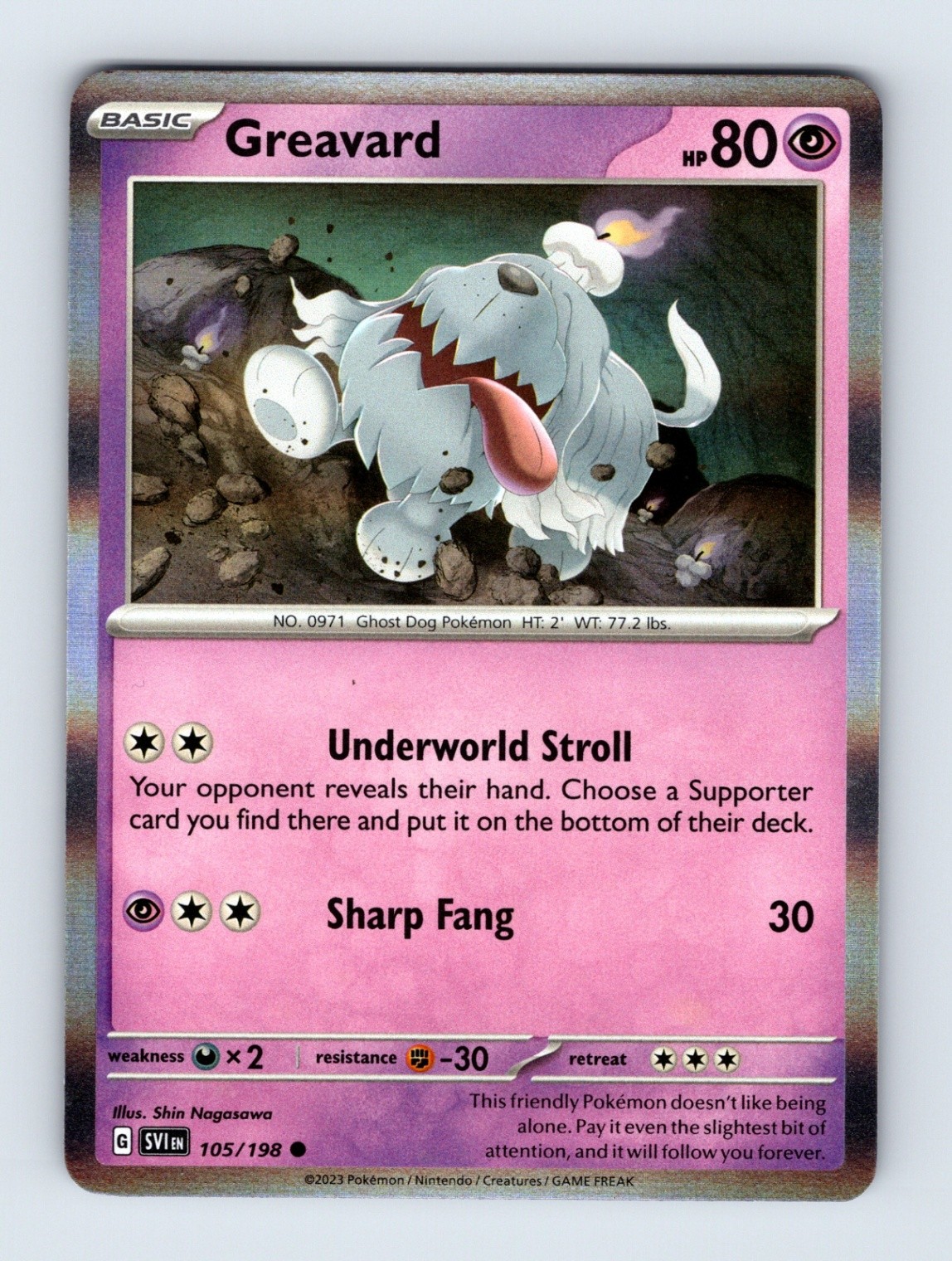 Greavard – Scarlet & Violet Base Set 105/198 – Holo Rare – NM – Pokémon