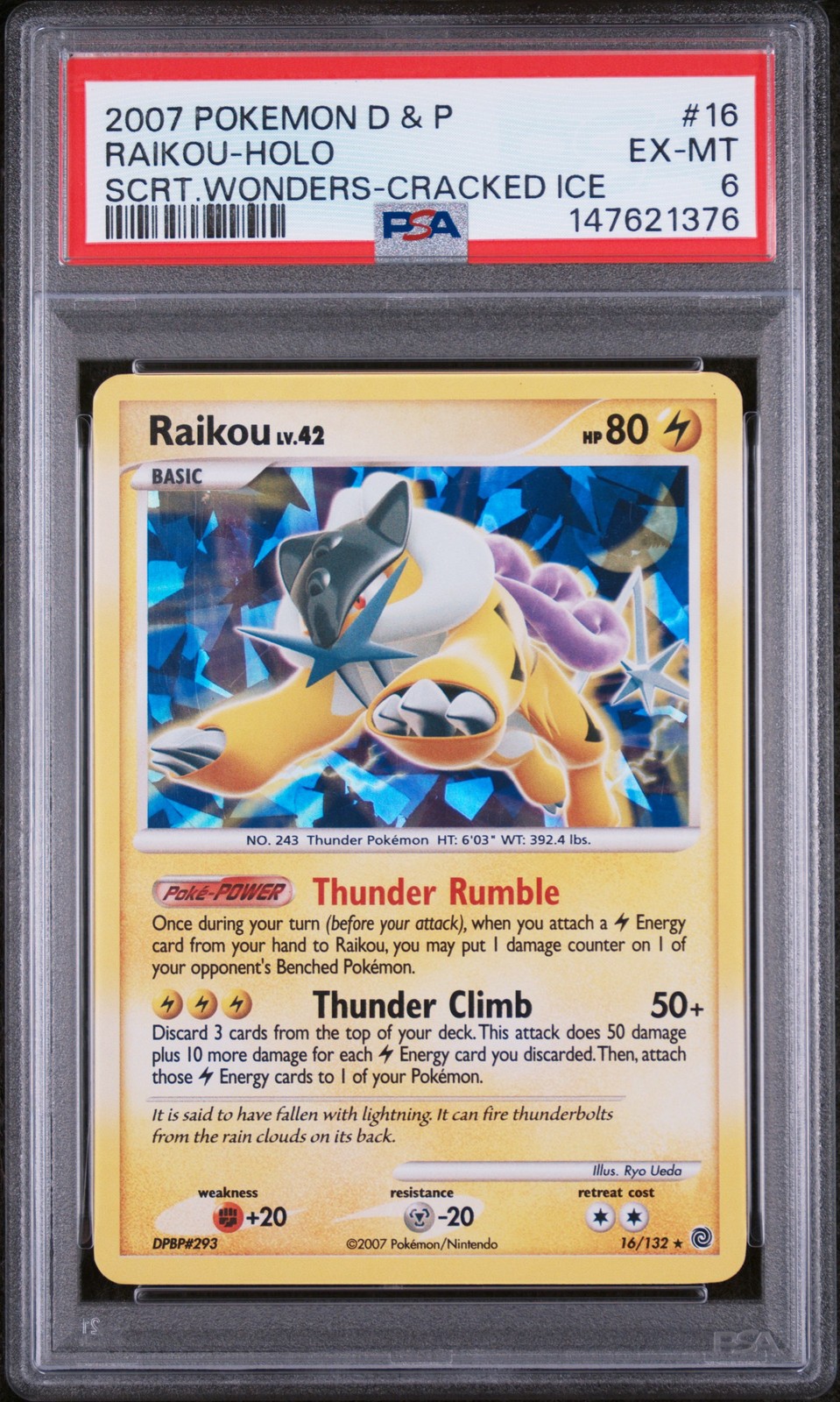 Raikou [Cracked Ice] – Pokemon Secret Wonders #16 PSA 6.0