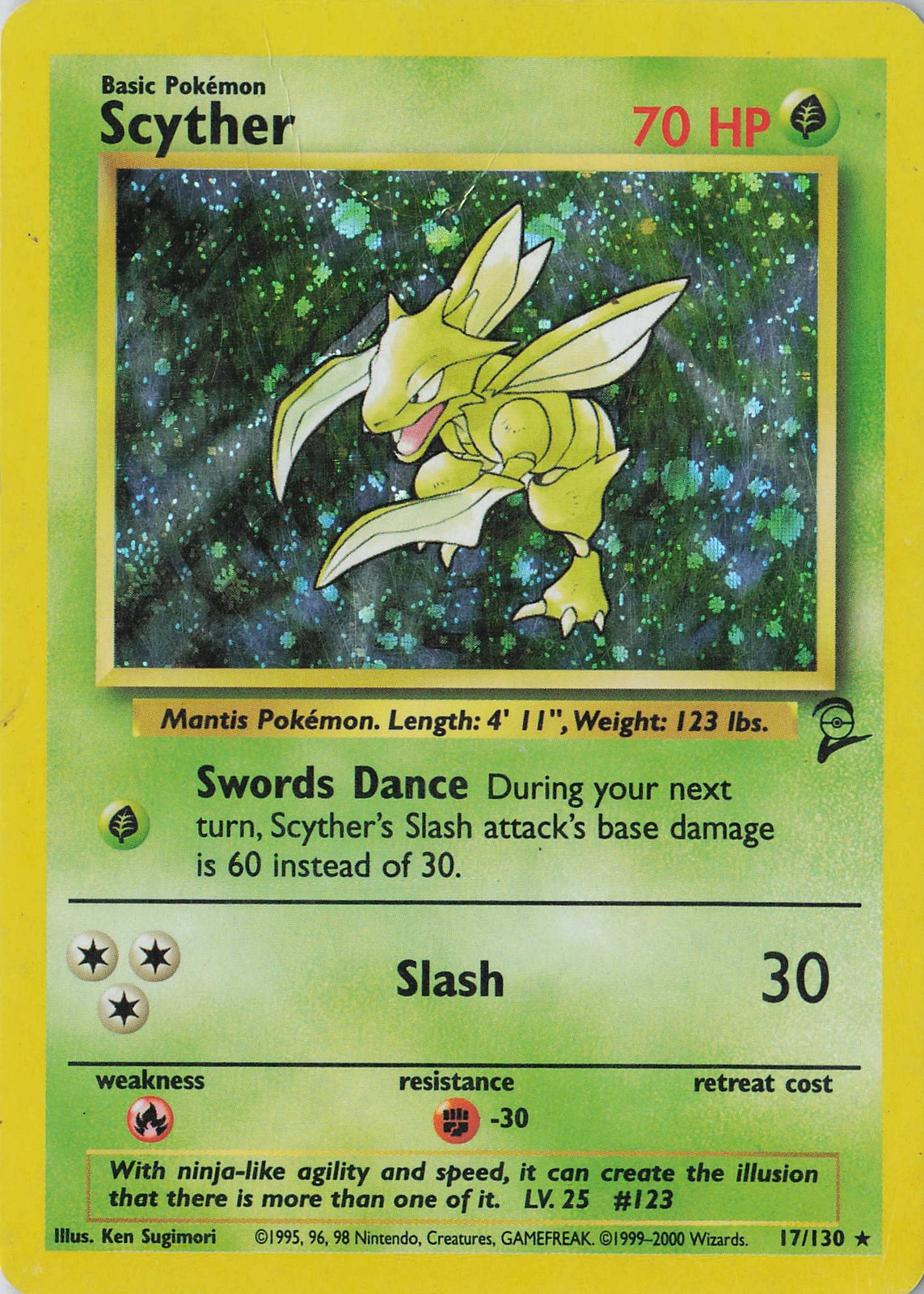 Scyther Holo Rare Base Set 2 017/130 HP Holo