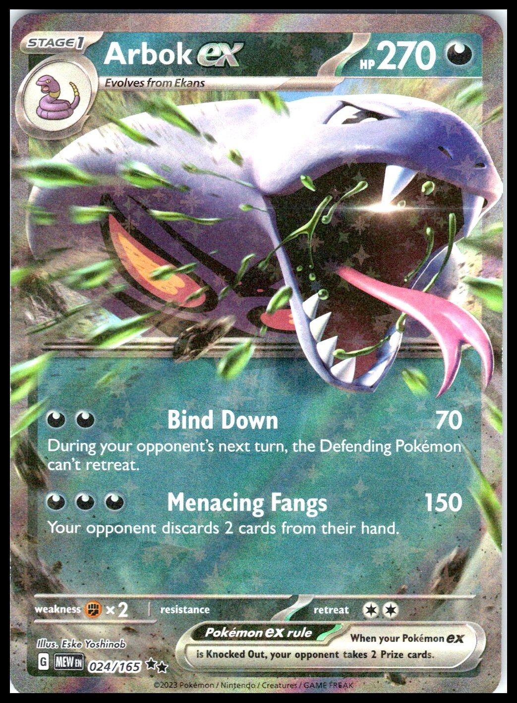 ARBOK EX – Eske Yoshinob – Pokemon 024/165 Scarlet & Violet MEW 151 – Holo NM/M