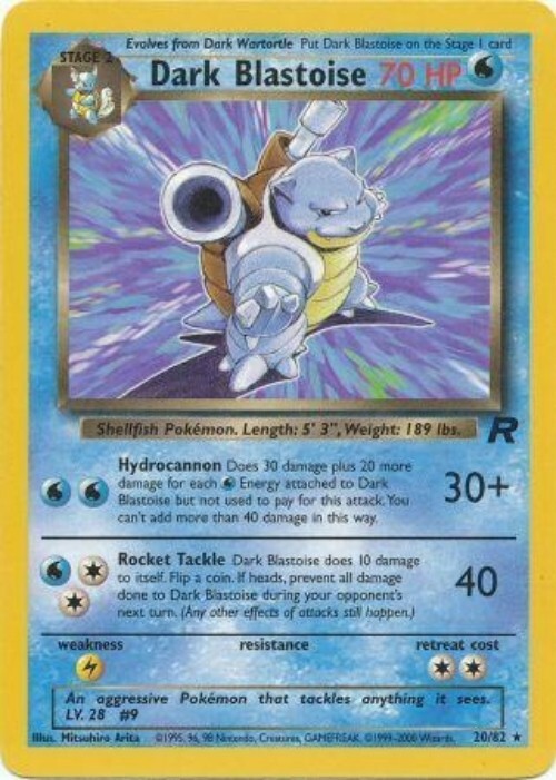 Pokémon TCG – Dark Blastoise – 20/82 – Rare Unlimited – Team Rocket [Light Play]