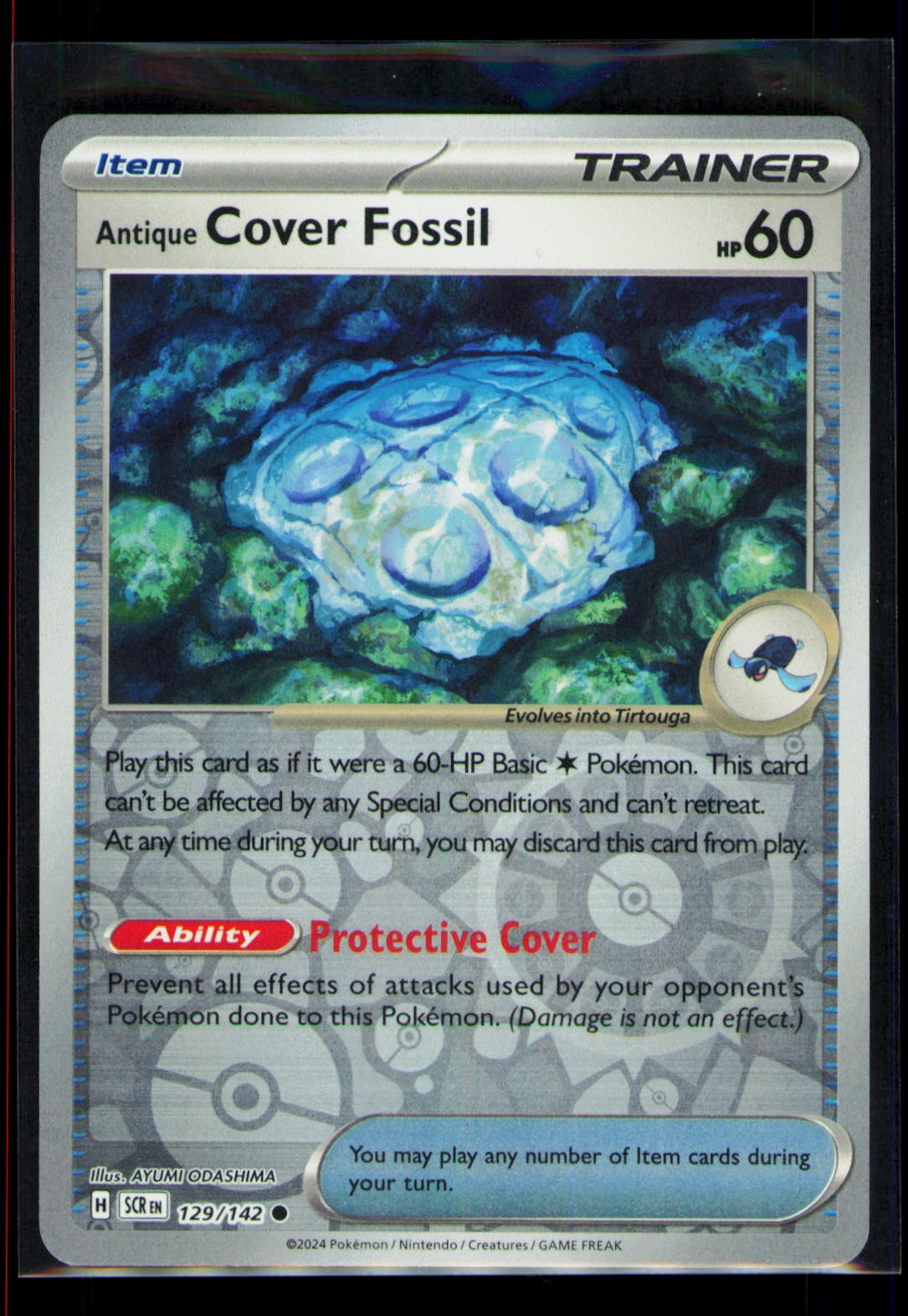 Pokemon Stellar Crown Antique Cover Fossil 129/142 Common Reverse Holo NM